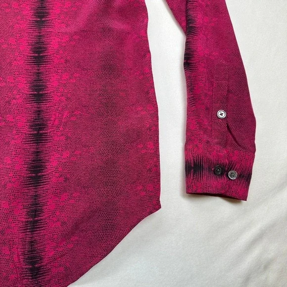 EQUIPMENT Femme Pink Black Snake Print Silk Button Up Shirt Size XS Long Sleeves - Picture 3 of 16